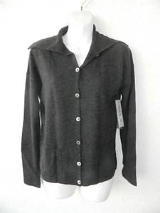 ANNE KLEIN Sophisticated Charcoal 100% Cashmere Cardigan Size Small S $395 NWT - Picture 1 of 7