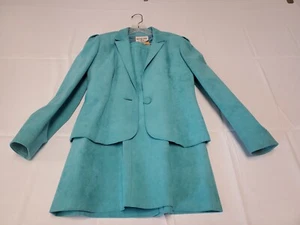Vintage Roth-Le-Cover Ultra Suede Jacket Skirt 2pc Suit SeaFoam Women's size 12 - Picture 1 of 19