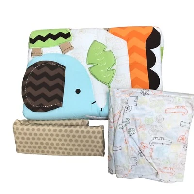 Nuevo Juego de 3 Piezas Cuna Bebé Selva Animales Set Edredón Sábana Ajustable y Volantes Polvo Foto 1 de 4