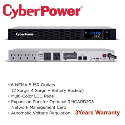 CyberPower PFC Sinewave CP1500PFCRM1U 1500VA 1U Rack-mountable UPS 1500VA / 900W - Image 1 of 4