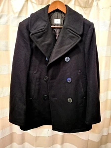 Pea Coat NavyBlack DenseWoolBlend Vintage Excellent Cond. Men or Women (36S)   - Picture 1 of 7