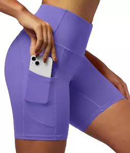 Biker Shorts Women 6" Tummy Control Workout Shorts Women with Pockets High Waist - Picture 1 of 28
