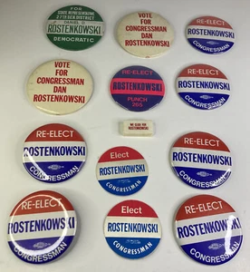 Lot of 12 “Dan Rostenkowski” “Vote For Congressman” Political Campaign Buttons - Picture 1 of 4