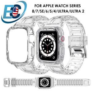 For Apple Watch Series 8 7 6 5 4 SE 45 41 44 Band Case Cover Bumper Wrist Strap - Picture 1 of 8