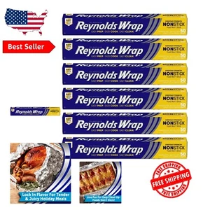Everyday Strength Non-Stick Aluminum Foil, 50 Sq Ft (6 Rolls) for Easy Use - Picture 1 of 9