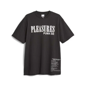 PUMA Typo Graphic Crew Neck Short Sleeve T-Shirt X Pleasures Mens Black Casual T - Picture 1 of 2