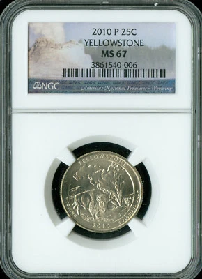 2010 P YELLOWSTONE PARKS QUARTER NGC MS67 BUSINESS STRIKE ONLY 2 FINER  RARE . - Image 1 of 2