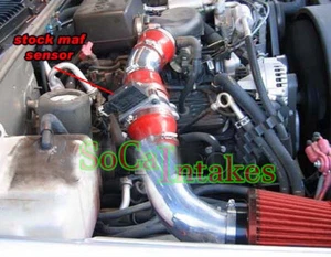 Red 2pc Air Intake System Kit&Filter For 1996-1999 Chevrolet K1500 5.0L/5.7L V8 - Picture 1 of 1