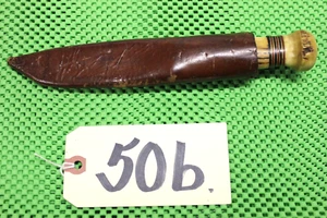 Marbles Gladstone IDEAL Knife Roller Coaster Stamp Bone Stag w/ Sheath Ref# 50b - Picture 1 of 10