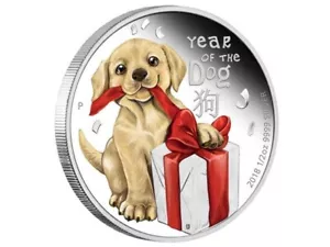 50 centavos Lunar Baby perro perro Tuvalu 1/2 oz plata 2018 PP - Imagen 1 de 3