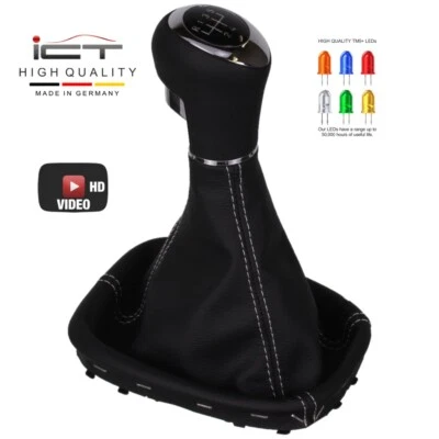 Perilla de cambio LED para Opel Vauxhall Corsa D E Adam cuero puntada plata B47 - Imagen 1 de 4