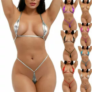 Women's Mini Bikini Bra Micro G-string Set Thong Lingerie Swimwear Underwear - Picture 1 of 22