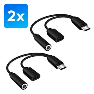 2 Stück - 2 in 1 USB C auf 3,5 mm Klinke AUX Adapter Kopfhörer Audio Handy Kabel - Zdjęcie 1 z 1