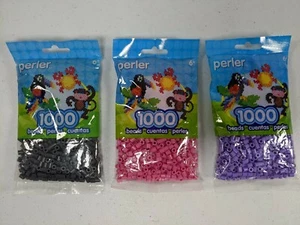 Perler Beads Lot 3 Packs 1000 Each Iron On Fuse Dark Gray Purple Bubblegum color - Picture 1 of 6
