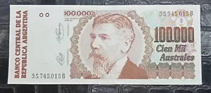 Billete Argentina 100.000 Cien Mil Australes 1991 Pick 337 - Imagen 1 de 8