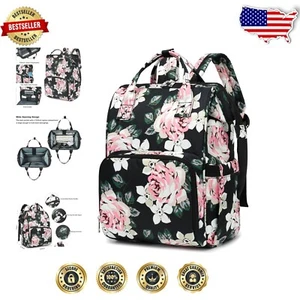 Lightweight Floral Laptop Backpack - Spacious 15.6" Bookbag for All Occasions - Picture 1 of 7