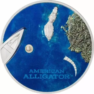 AMERICAN ALLIGATOR – 2022 $5 1 OZ PURE SILVER SMARTMINTING COIN – PALAU – COIN I - Picture 1 of 4