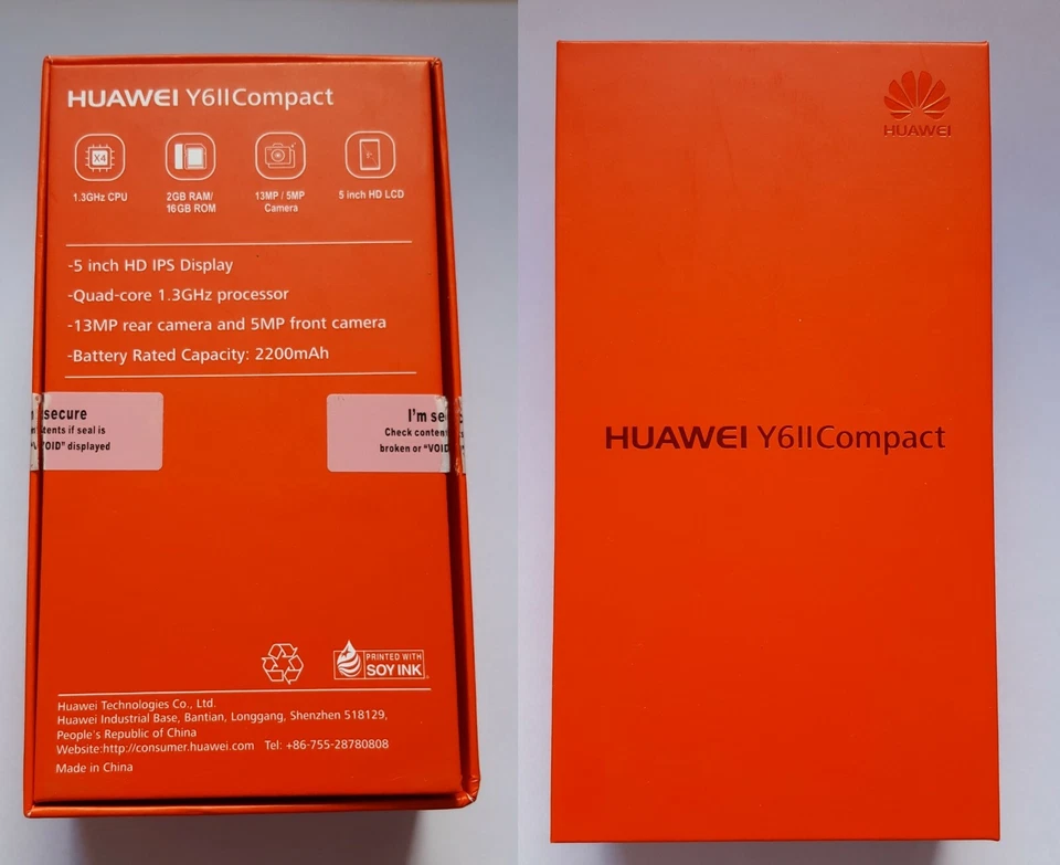 SCATOLO ORIGINALE HUAWEI Y6II COMPACT BOX CONFEZIONE scatola  - Immagine 1 di 1