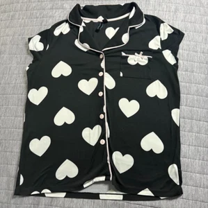 Cynthia Rowley short  Sleeve collar Neck Black White Print Top New M Casual - Picture 1 of 7
