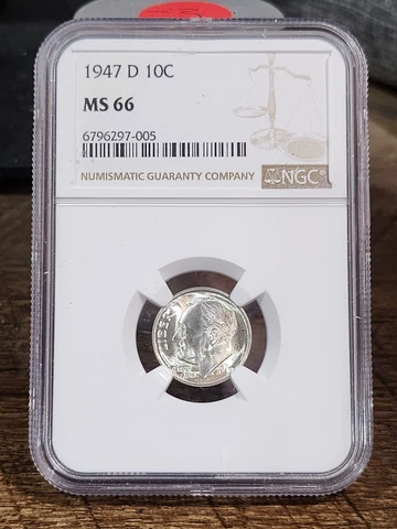 1947 D  Roosevelt 10c, NGC Certified MS 66, 005 Cover