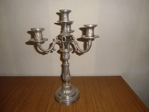Candelabre à 4 feux , bougeoir  en bronze argenté de style louis XVI - Bild 1 von 5