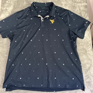 WVU Nike Golf Polo Shirt Mens 3XL Blue dri-Fit Shield Crest Clubs - Picture 1 of 11