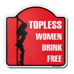 Letrero arquitectónico de aluminio de calibre pesado de 18" X 18" sin beber en topless para mujeres - Imagen 1 de 4