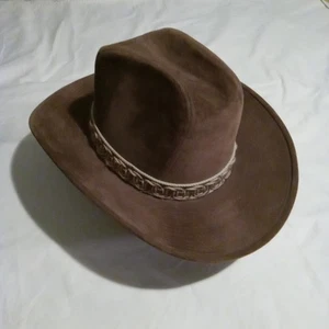 Vintage YA Longhorn Hat Mens Brown Velour Cowboy Hat Woven Band Size 7- 7 1/8 - Picture 1 of 7