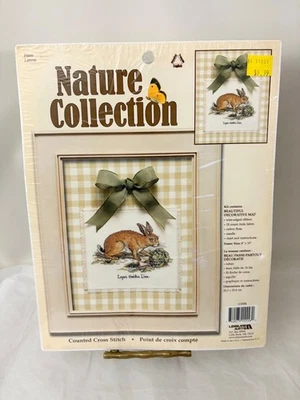 Leisure Arts Nature Collection Counted Cross Stitch HARE Rabbit Framed 8"x10" - Image 1 of 4