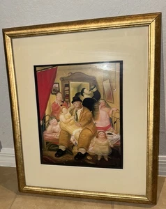 Fernando Botero | Framed Poster “Ares Twins” 12x10 Golden Frame 22x18 - Picture 1 of 6