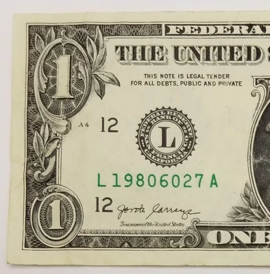 Birthday Anniversary Note June 27, 1980 Dollar Fancy Serial Number U.S. 2017 L A - Image 1 of 4