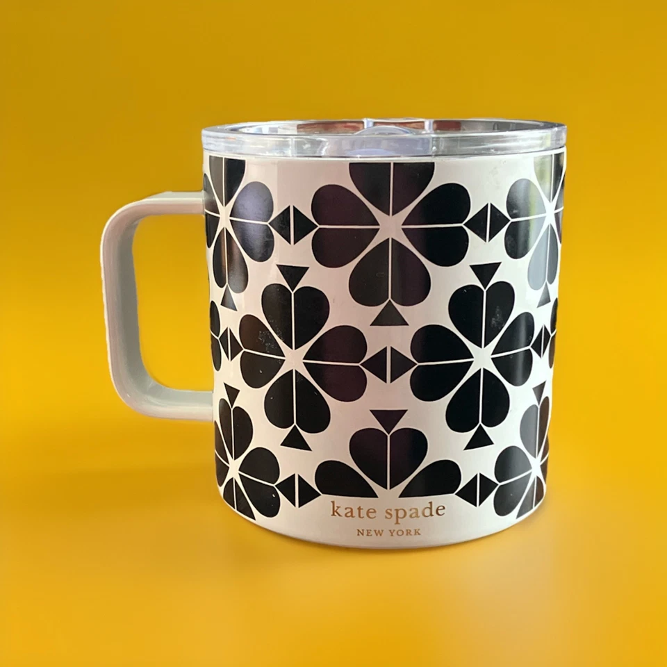 TAZA DE VIAJE KATE SPADE Taza Nueva York Acero Inoxidable Palas FRÍO CALIENTE 16 Onzas ¡NUEVA! Foto 1 de 4