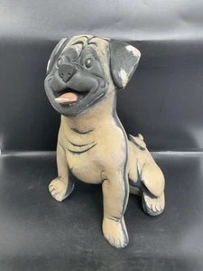 "Figura pintada a mano de 13,5"" de alto escultura grande de perro Pug Lynda Pleet RARA" - Imagen 1 de 17