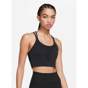 Nike Women's Dri-Fit Cropped Laced Training Top in Black Medium MSRP $50 - Picture 1 of 8