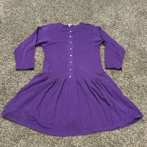 Girls 10 Vtg Flapdoodles Purple Dress Cotton USA Long Sleeve B24 - Picture 1 of 3