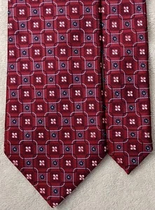 Corbata de seda de diseñador geométrico borgoña Ermenegildo Zegna para hombre aplicación 3 1/2 x 58 - Imagen 1 de 6