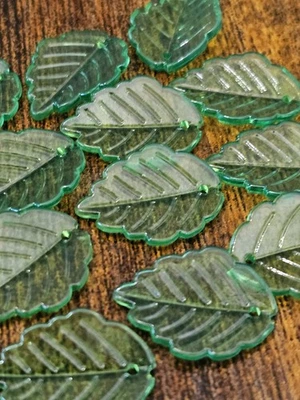 12 classic acrylic green leaf bead mix for jewellery making & beaded plants - Image 1 of 4