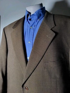 62XL 50XL Trussini Blue Brown Black Check Wool Tweed Blazer Jacket sport Coat - Picture 1 of 10