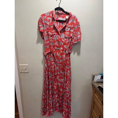 Maxi Vestido Vintage Desert Diva por Sherry Holt Vaquero Occidental Cactus Caballo XL Rojo Foto 1 de 4