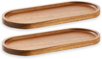 Wood Serving Trays 11.5x4 Inch Charcuterie Boards Oval Wooden 11.5" x 4"_2 Pack - Image 1 of 4
