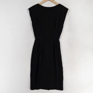 Vintage Ralph Lauren Dress Womens 4 Black Deep V Back LBD Pleated Made In USA - Picture 1 of 10