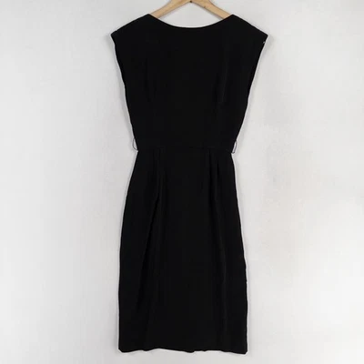 Vestido Ralph Lauren Vintage Para Mujer 4 Negro Profundo Espalda en V LBD Plisado Hecho en EE. UU. Foto 1 de 4