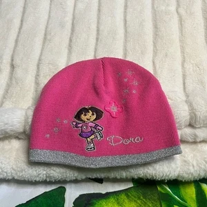 Vintage Y2K Dora the Explorer Pink Silver Embroidered Toddler Fall Winter Beanie - Picture 1 of 7