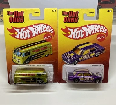 Autobús/combi con panel Volkswagen T1 2025 Hot Wheels The Hot One y Datsun 510 Foto 1 de 4