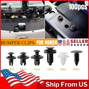 For Honda 100Pcs Bumper Hood Clips Retainer Rivet Fastener Fender Push Pin USA - Picture 1 of 15