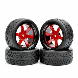 4Pcs Run Flat Tire & Wheel 12mm Hex For RC HSP HPI 1:10 Scale On-Road Street Car - Picture 1 of 5