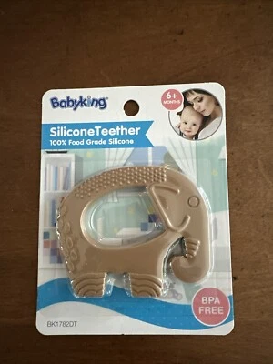 BabyKing Mordedor de Elefante Marrón Juguete de Silicona 6+Meses SIN BPA Nuevo En Paquete Foto 1 de 4