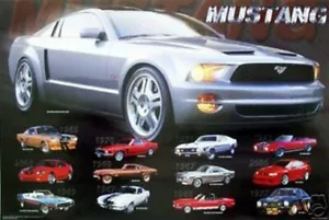 MUSTANG EVOLUTION POSTER COLLAGE AUTO STORIA RARO 24X36 - Foto 1 di 1