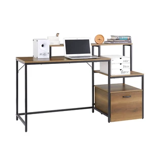 SoBuy Escritorio con 3 Estantes Mesa de Ordenador Mesa de Oficina Mesa de Trabajo FWT103-PF - Imagen 1 de 6