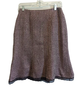 Vintage Worthington Burgundy Flared Skirt  Wool Blend Lace Trim Size 4 Preppy - Picture 1 of 14